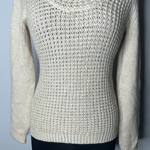 Anthropologie Angel of the North Tan Waffle Knit Cowl Neck Sweater Size M - Picture 5 of 7